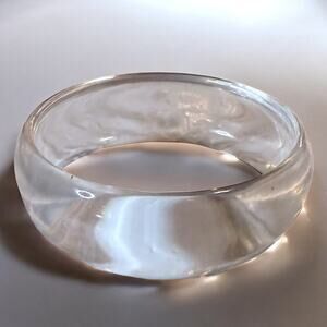 Vintage Clear Lucite Bangle Womens 80s Round Bracelet